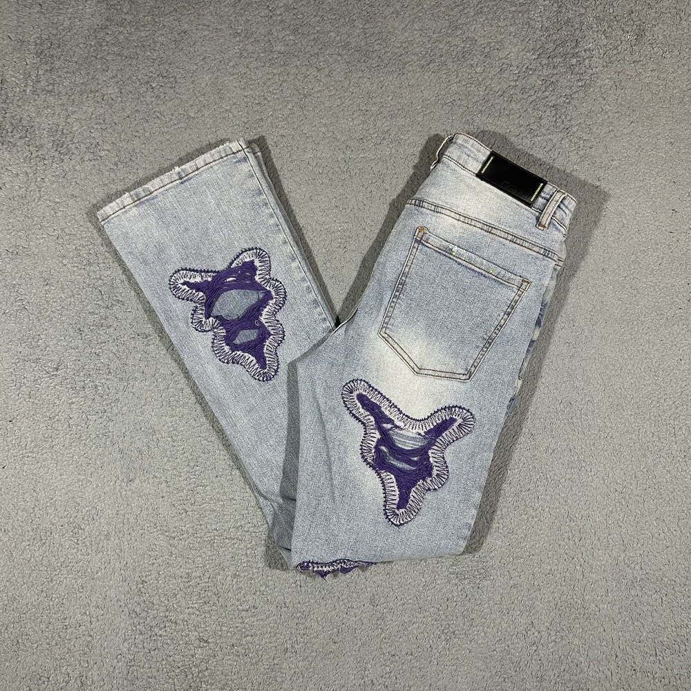 EPTM The Perfect Example Denim Y2K Style Flared Jeans Light Blue Men's 32 #3747